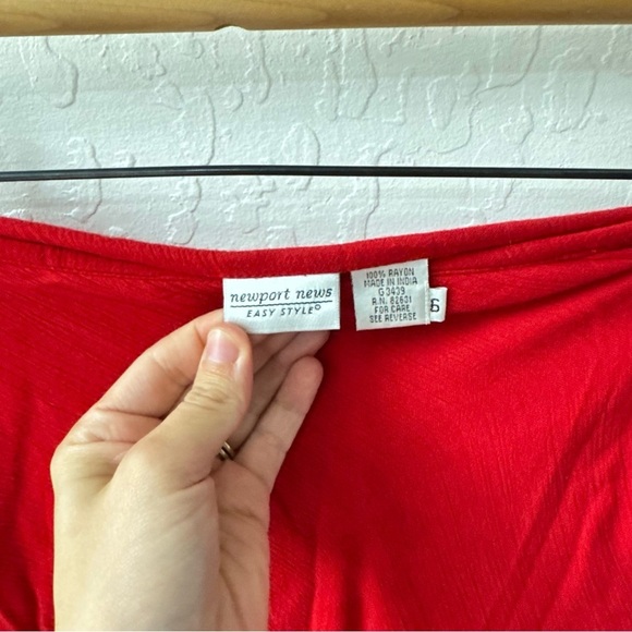 Vintage Newport News Easy Style Whimsy Red Midi Tube Strapless Dress 6 - Picture 7 of 8